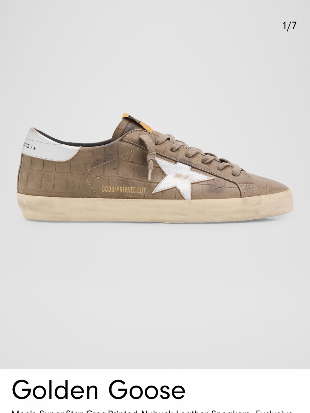 Golden Goose Tan Croc-Embossed Superstar Sneaker With White Star
